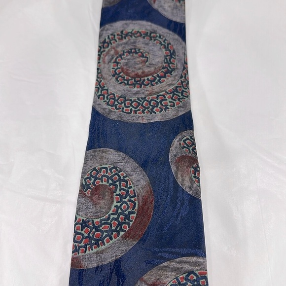 Bellini - “Reptile Swirl” Abstract Print on Dark Blue Silk Men's Necktie ⭐️ EUC - Picture 3 of 6